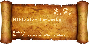 Miklovicz Harmatka névjegykártya